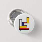 Mondriaan Rock Hand Ronde Button 3,2 Cm (Voorkant /achterkant)