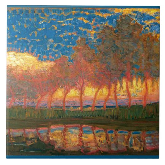 Mondriaan - Row van de Elf Poplars Tegeltje (Voorkant)