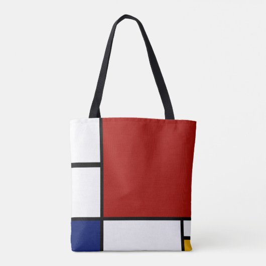 Mondriaan Samenstelling II in Rood, Blauw en Geel Tote Bag (Achterkant)
