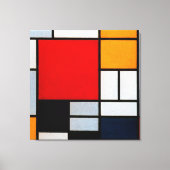 Mondriaan - Samenstelling met groot rood Canvas Afdruk (Voorkant)
