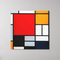 Mondriaan - Samenstelling met groot rood