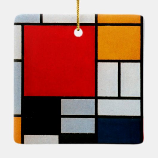 Mondriaan - Samenstelling met groot rood vliegtuig Keramisch Ornament (Achterkant)