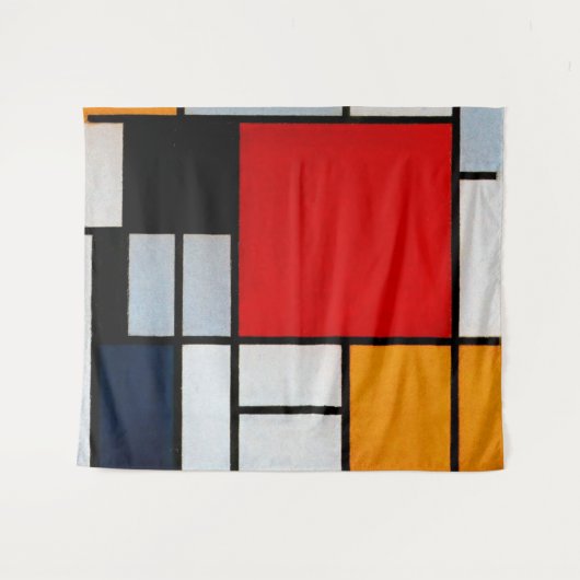 Mondriaan - Samenstelling met groot rood vliegtuig Wandkleed (Voorkant (horizontaal))