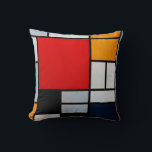Mondriaan - Samenstelling met grote rode vliegtuig Kussen<br><div class="desc">Piet Mondriaan kunstwerk, samengesteld met groot rood vliegtuig, geel, zwart, grijs en blauw</div>