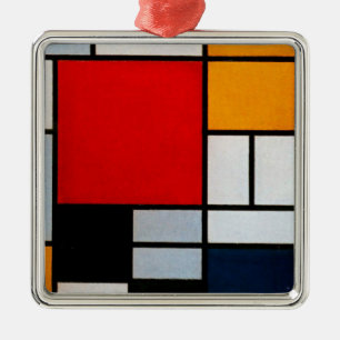 Mondriaan - Samenstelling met grote rode vliegtuig Metalen Ornament