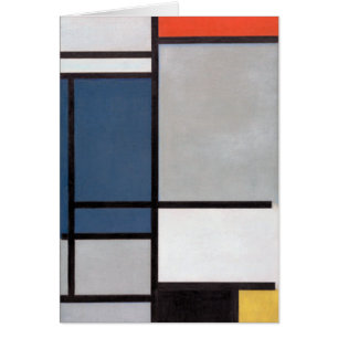 Mondriaan Samenstelling met rood, blauw, zwart, ge
