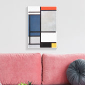 Mondriaan Samenstelling met rood, blauw, zwart, ge Canvas Afdruk (Insitu (Woonkamer))