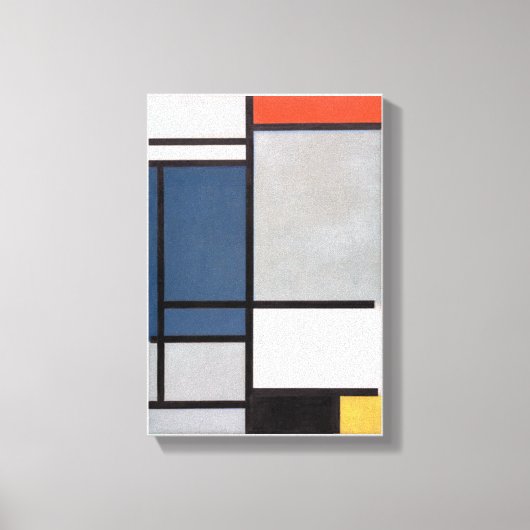 Mondriaan Samenstelling met rood, blauw, zwart, ge Canvas Afdruk (Voorkant)