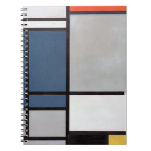 Mondriaan Samenstelling met rood, blauw, zwart, ge Notitieboek