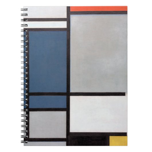 Mondriaan Samenstelling met rood, blauw, zwart, ge Notitieboek (Voorkant)