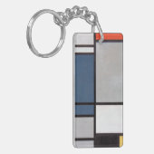 Mondriaan Samenstelling met rood, blauw, zwart, ge Sleutelhanger (Voorkant Links)