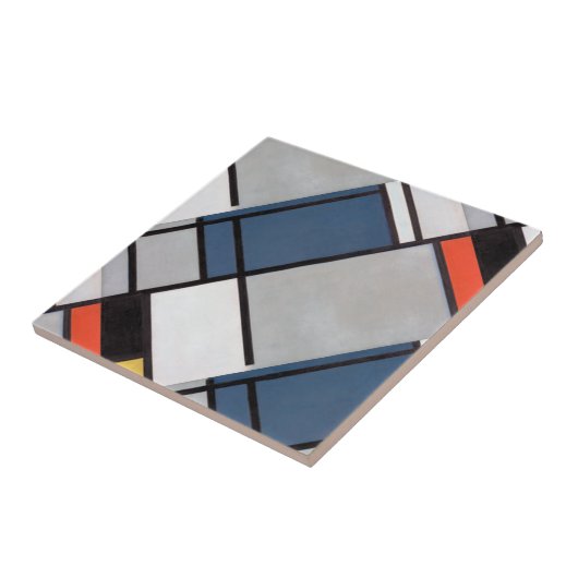 Mondriaan Samenstelling met rood, blauw, zwart, ge Tegeltje (Zijkant)