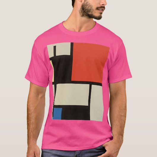 Mondriaan Samenstelling Modern Abstract Wauw Roze T-shirt (Voorkant)