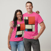 Mondriaan Samenstelling Modern Abstract Wauw Roze T-shirt (Unisex)