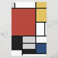 Mondriaan schilderend rood vlak Geel zwart Geel Bl