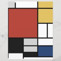 Mondriaan schilderend rood vlak Geel zwart Geel Bl
