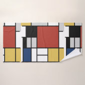 Mondriaan schilderend rood vlak Geel zwart Geel Bl Badhanddoek (Badhanddoek)