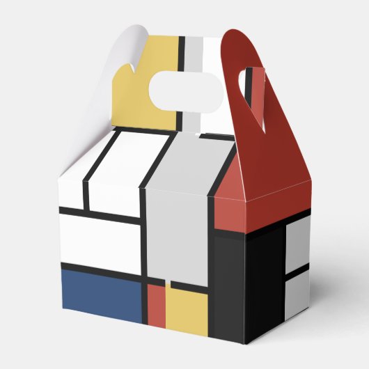 Mondriaan schilderend rood vlak Geel zwart Geel Bl Bedankdoosjes (Achterkant)