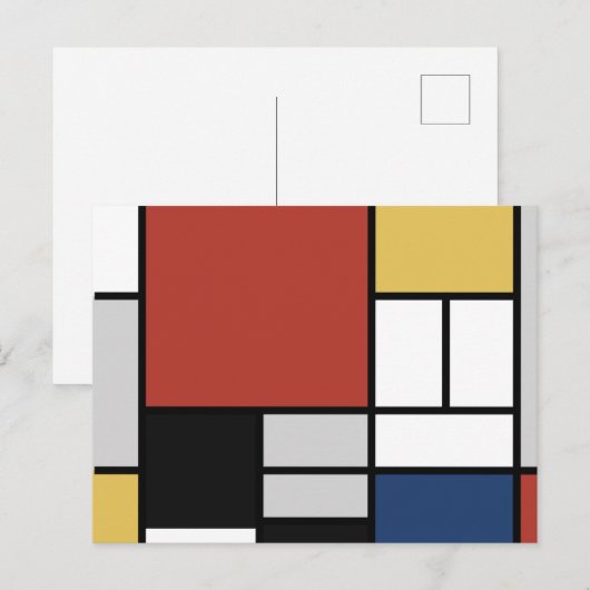 Mondriaan schilderend rood vlak Geel zwart Geel Bl Briefkaart (Voorkant / Achterkant)