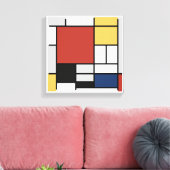 Mondriaan schilderend rood vlak Geel zwart Geel Bl Canvas Afdruk (Insitu (Woonkamer))