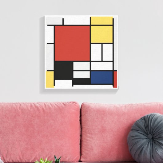 Mondriaan schilderend rood vlak Geel zwart Geel Bl Canvas Afdruk (Insitu (Woonkamer))
