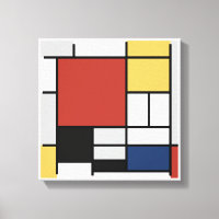 Mondriaan schilderend rood vlak Geel zwart Geel Bl