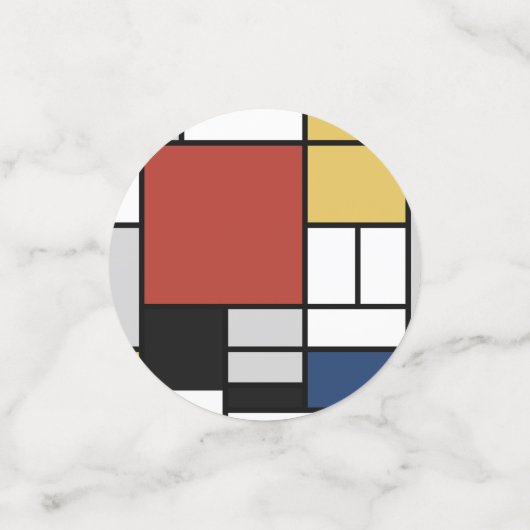 Mondriaan schilderend rood vlak Geel zwart Geel Bl Confetti (Kleine voorkant)