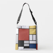 Mondriaan schilderend rood vlak Geel zwart Geel Bl Crossbody Tas (Achterkant)