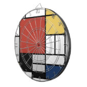 Mondriaan schilderend rood vlak Geel zwart Geel Bl Dartbord (Voorkant Rechts)