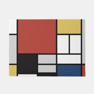 Mondriaan schilderend rood vlak Geel zwart Geel Bl Deurmat