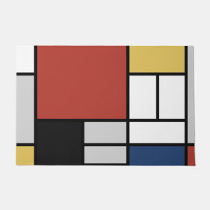 Mondriaan schilderend rood vlak Geel zwart Geel Bl Deurmat