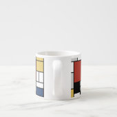 Mondriaan schilderend rood vlak Geel zwart Geel Bl Espresso Kop (Achterkant)