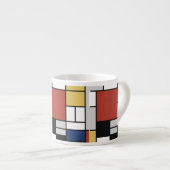 Mondriaan schilderend rood vlak Geel zwart Geel Bl Espresso Kop (Voorkant rechts)