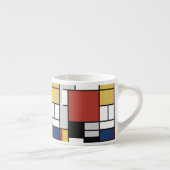 Mondriaan schilderend rood vlak Geel zwart Geel Bl Espresso Kop (Rechts)