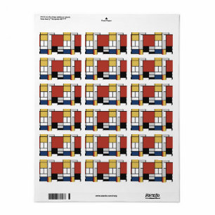 Mondriaan schilderend rood vlak Geel zwart Geel Bl Etiket