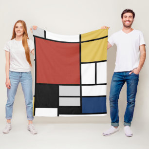 Mondriaan schilderend rood vlak Geel zwart Geel Bl Fleece Deken