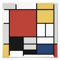 Mondriaan schilderend rood vlak Geel zwart Geel Bl