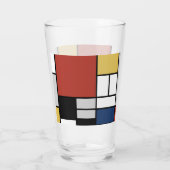 Mondriaan schilderend rood vlak Geel zwart Geel Bl Glas (Achterkant)