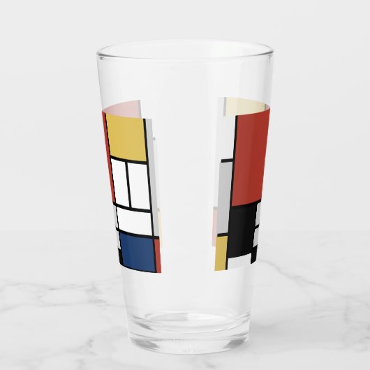 Mondriaan schilderend rood vlak Geel zwart Geel Bl Glas (Links)