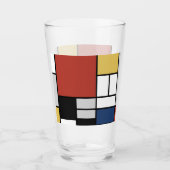 Mondriaan schilderend rood vlak Geel zwart Geel Bl Glas (Voorkant)