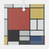 Mondriaan schilderend rood vlak Geel zwart Geel Bl Glas Ornament (Voorkant)