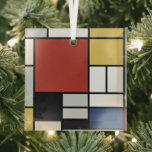 Mondriaan schilderend rood vlak Geel zwart Geel Bl Glas Ornament<br><div class="desc">De samenstelling met Large Red Plane, Yellow, Black, Grey en Blue Piet Mondrian begon de definitieve abstracte schilderijen te creëer in de jaren 20 waarvoor hij het meest bekend staat. Hij hield zijn palet beperkt tot wit, zwart en grijs naast de drie primaire kleuren, rood, geel en blauw. Zijn samenstellingen...</div>