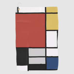 Mondriaan schilderend rood vlak Geel zwart Geel Bl Golfhanddoek