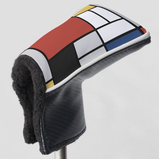 Mondriaan schilderend rood vlak Geel zwart Geel Bl Golfheadcover (3/4 voorkant)