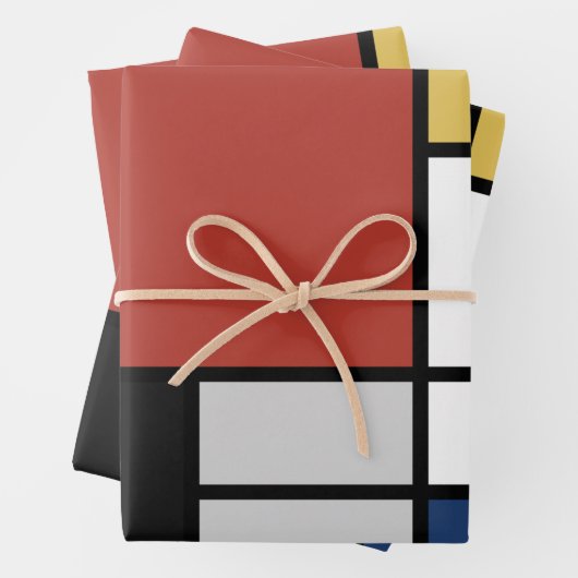 Mondriaan schilderend rood vlak Geel zwart Geel Bl Inpakpapier Vel (In situ)