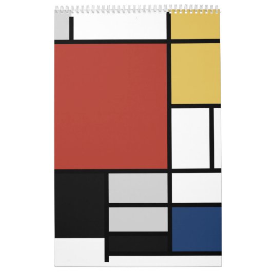 Mondriaan schilderend rood vlak Geel zwart Geel Bl Kalender (Hoes)