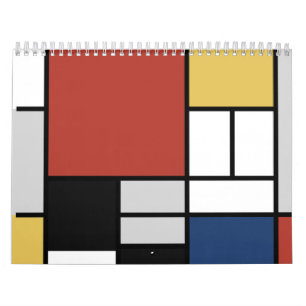 Mondriaan schilderend rood vlak Geel zwart Geel Bl Kalender