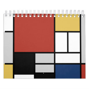 Mondriaan schilderend rood vlak Geel zwart Geel Bl Kalender