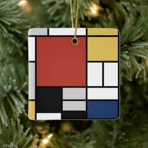 Mondriaan schilderend rood vlak Geel zwart Geel Bl Keramisch Ornament