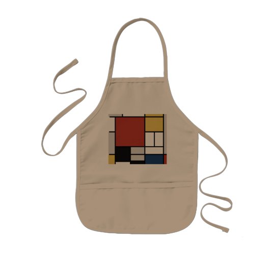 Mondriaan schilderend rood vlak Geel zwart Geel Bl Kinder Schort (Voorkant)